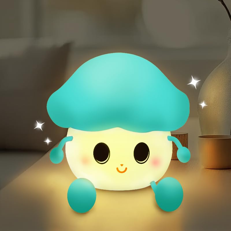 Portable mushroom lamp: Cute, compact, with a whimsical glow. Unique portable charm lights any space—soft, magical visuals on the go.